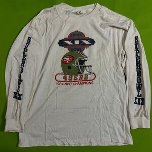 Vtg 1984 San Francisco 49ers Super Bowl XIX NFC Champions Long Sleeve Shirt M